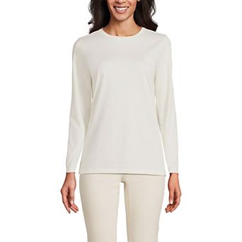 Women's Lands' End Relaxed-Fit Supima Long Sleeve Cotton Crewneck Tee