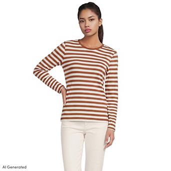 Women's Lands' End Relaxed-Fit Supima Long Sleeve Cotton Crewneck Tee