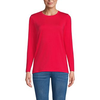 Women's Lands' End Relaxed-Fit Supima Long Sleeve Cotton Crewneck Tee