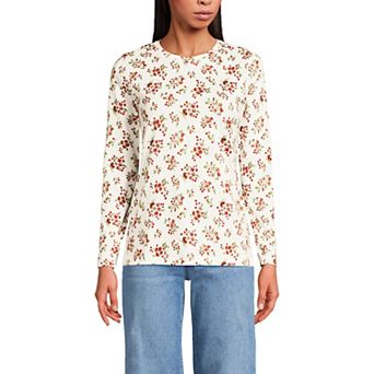 Women's Lands' End Relaxed-Fit Supima Long Sleeve Cotton Crewneck Tee