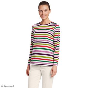 Women's Lands' End Relaxed-Fit Supima Long Sleeve Cotton Crewneck Tee
