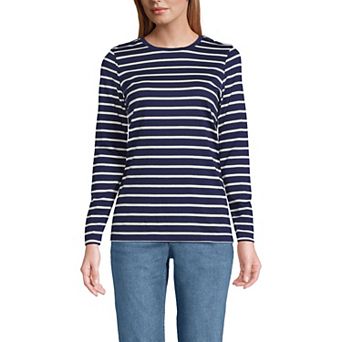Women's Lands' End Relaxed-Fit Supima Long Sleeve Cotton Crewneck Tee