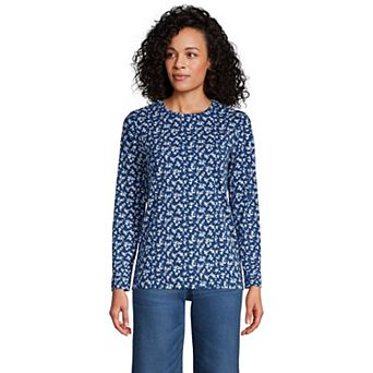 Women's Lands' End Relaxed-Fit Supima Long Sleeve Cotton Crewneck Tee