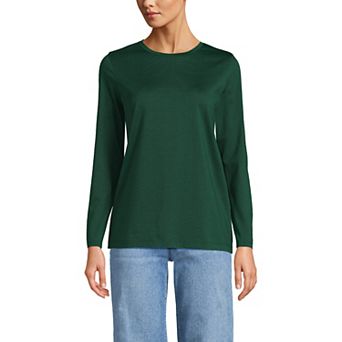 Women's Lands' End Relaxed-Fit Supima Long Sleeve Cotton Crewneck Tee