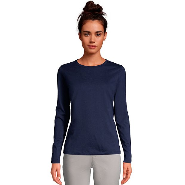 Women's Lands' End Relaxed-Fit Supima Long Sleeve Cotton