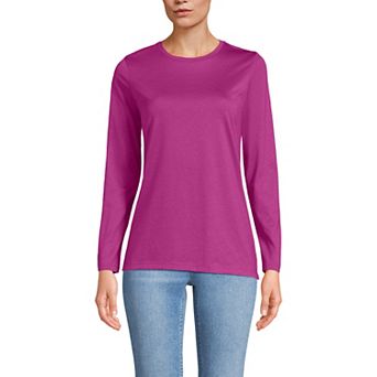 Women's Lands' End Relaxed-Fit Supima Long Sleeve Cotton Crewneck Tee