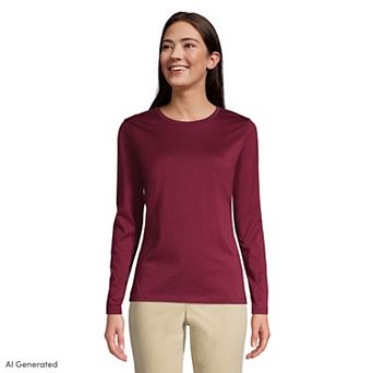 Women's Lands' End Relaxed-Fit Supima Long Sleeve Cotton Crewneck Tee
