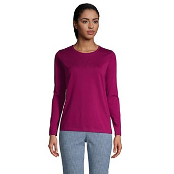 Women's Lands' End Relaxed-Fit Supima Long Sleeve Cotton Crewneck Tee
