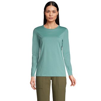Women's Lands' End Relaxed-Fit Supima Long Sleeve Cotton Crewneck Tee
