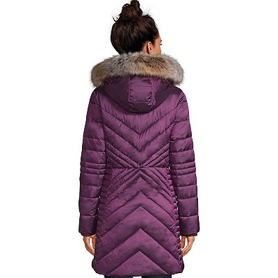 Women s Lands End Faux Fur Hood Insulated Plush Winter Coat