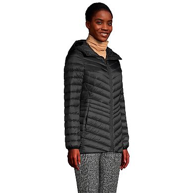 Women's Lands' End Hooded Down Wanderweight Ultralight Packable Jacket