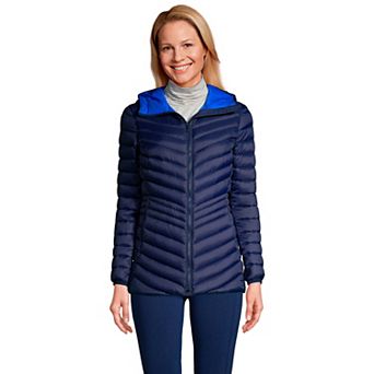 Women's Lands' End Hooded Down Wanderweight Ultralight Packable Jacket