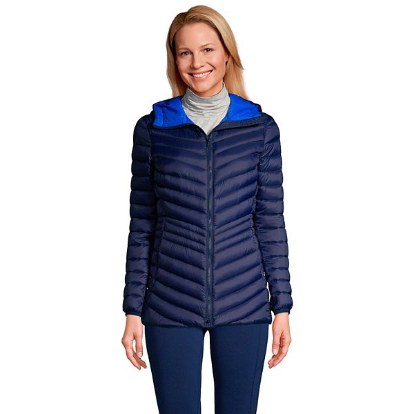 Women's Lands' End Hooded Down Wanderweight Ultralight Packable Jacket