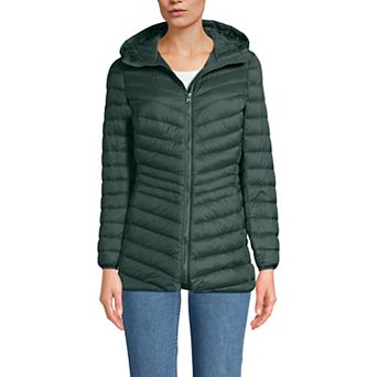 Women's Lands' End Hooded Down Wanderweight Ultralight Packable Jacket