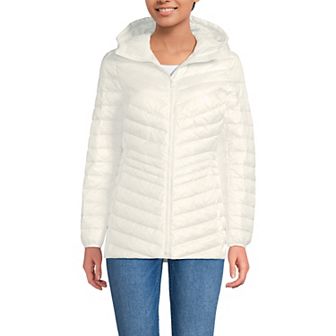 Women's Lands' End Hooded Down Wanderweight Ultralight Packable Jacket
