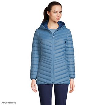 Women's Lands' End Hooded Down Wanderweight Ultralight Packable Jacket