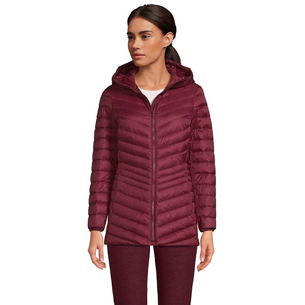 Women's Lands' End Hooded Down Wanderweight Ultralight Packable Jacket