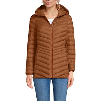 Women's Lands' End Hooded Down Wanderweight Ultralight Packable Jacket
