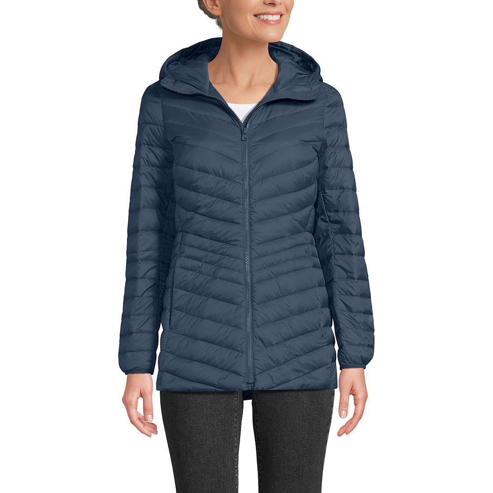 Women's Lands' End Hooded Down Wanderweight Ultralight Packable Jacket