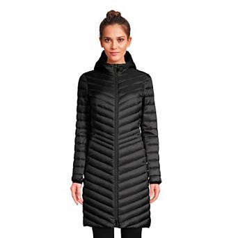 Women's Lands' End Hooded Wanderweight Ultralight Packable Long Down Coat