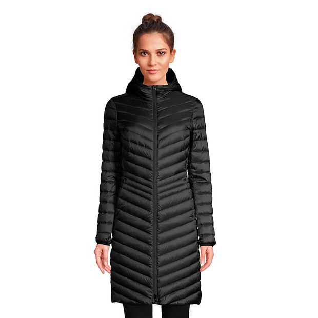 Packable puffer jacket women's long best sale