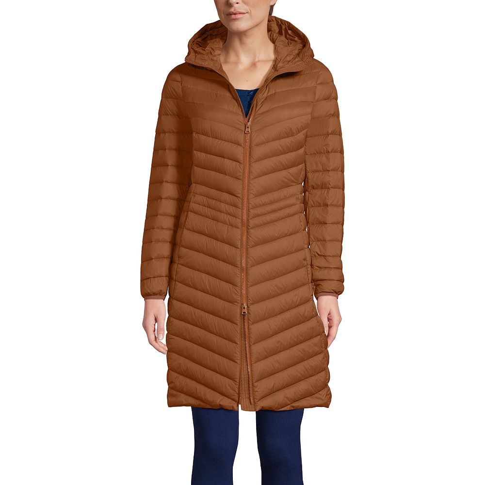 Women's Lands' End Hooded Wanderweight Ultralight Packable Long