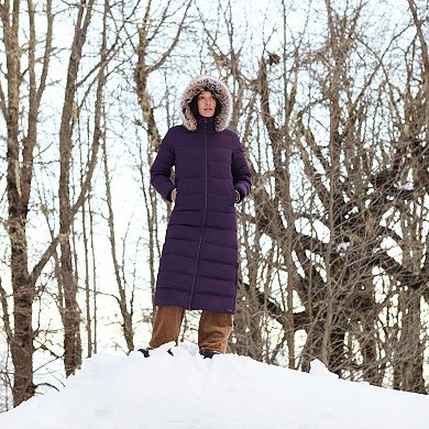 Women's Lands' End Faux-Fur Hood Quilted Long Down Winter Coat