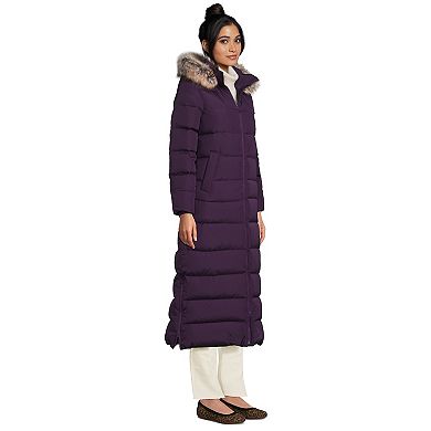 Women's Lands' End Faux-Fur Hood Quilted Long Down Winter Coat