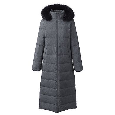 Women's Lands' End Faux-Fur Hood Quilted Long Down Winter Coat