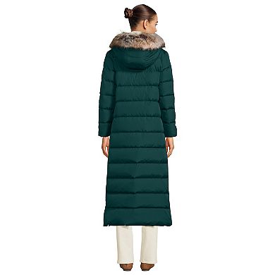 Women's Lands' End Faux-Fur Hood Quilted Long Down Winter Coat