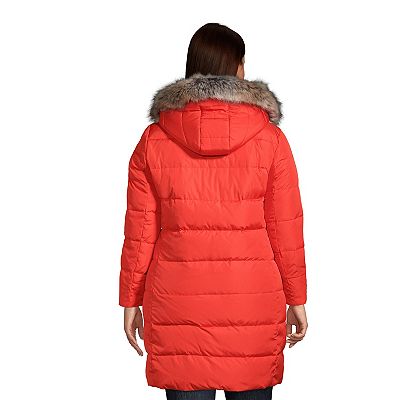 Plus Size Lands End Faux Fur Hood Long Down Winter Coat