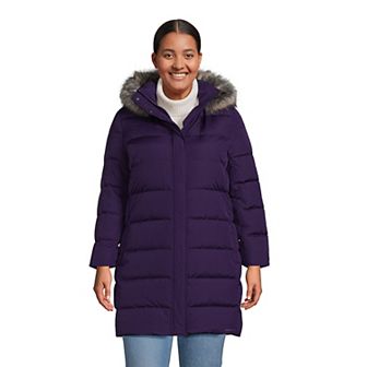 Plus Size Lands' End Faux-Fur Hood Long Down Winter Coat