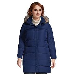 Women's Lands' End Faux-Fur Hood Long Down Winter Coat