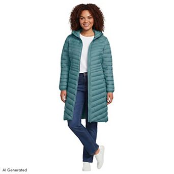 Plus Size Lands' End Wanderweight Ultralight Packable Long Down Coat