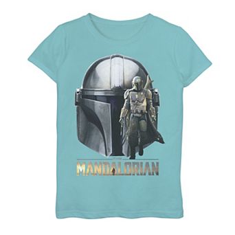 Girls 7-16 Star Wars The Mandalorian Helmet Portrait Mashup Graphic Tee