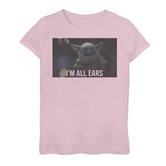 Girls 7-16 Star Wars The Mandalorian The Child aka Baby Yoda I'm All Ears Portrait Graphic Tee