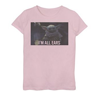 Girls 7-16 Star Wars The Mandalorian The Child aka Baby Yoda I'm All Ears Portrait Graphic Tee