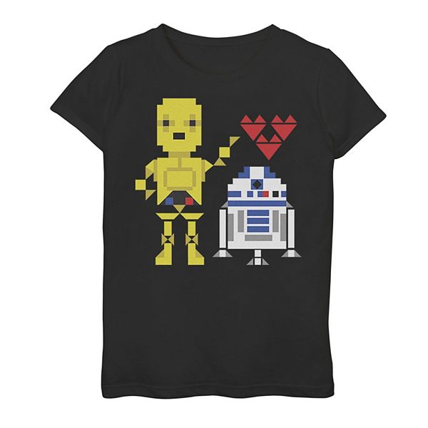 Girls 7 16 Star Wars C 3po R2 D2 Droid Love Valentines Graphic Tee 9904