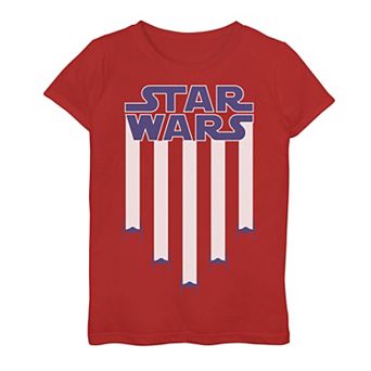 Girls 7-16 Star Wars Fighter Jets Star Bangled Banner July 4th Graphic Tee
