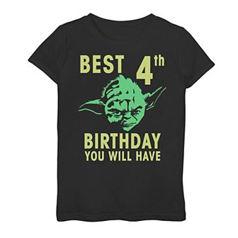 Girls 7-16 Star Wars Yoda Best 4th Birthday You Will Have Stencil Graphic Tee