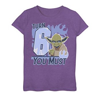 Girls 7-16 Star Wars Yoda Turn 6 You Must Rebel Logo Portrait Graphic Tee