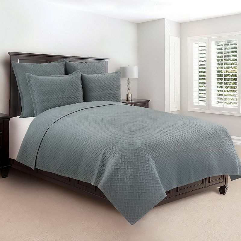 C&F Home Basketweave Quilt Set with Shams, Green, Full/Queen