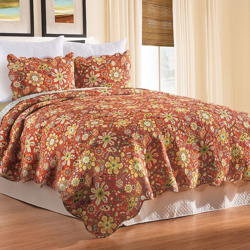 C&F Home Ghisella Quilt Set with Shams, Orange, Full/Queen