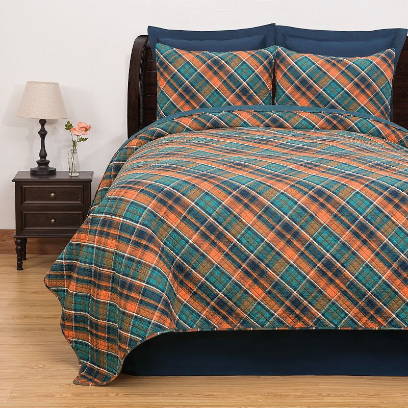 69254870 C&F Home Troy Plaid Quilt Set with Shams, Blue, Fu sku 69254870