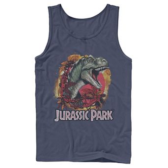 Men's Jurassic Park T-Rex Explosion Tropical Logo Tank Top