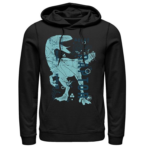 Men's Jurassic World Two Blue Raptor DNA Code Silhouette Hoodie