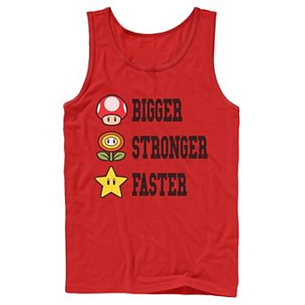 Men's Nintendo Super Mario Bigger Faster Stronger Game Symbols Tank Top