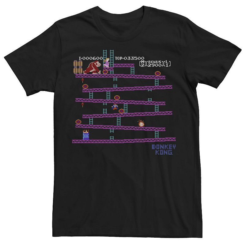 UPC 193478092810 product image for Men's Nintendo Donkey Kong 8-Bit Side Scroll Tee, Size: XL, Black | upcitemdb.com