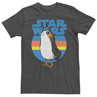 Men's Star Wars Last Jedi Porg Retro Stripes Logo Tee