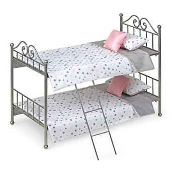 Badger Basket Scrollwork Metal Doll Bunk Bed with Ladder and Bedding
